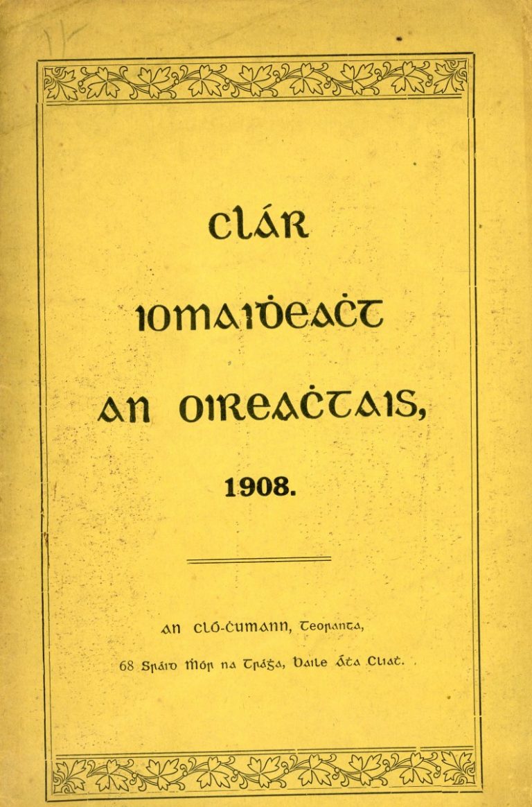 Clár an Oireachtais 1908 - ar fáil san Armagh Irish and Local Library